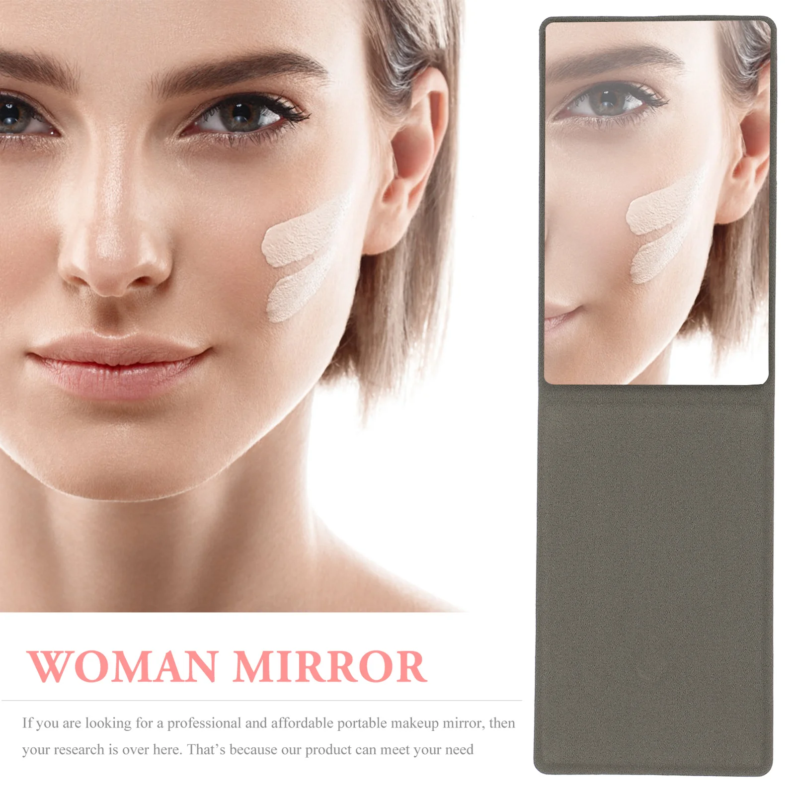 

1Set Stainless Steel Folding Mirror Compact PU Design with Makeup Mirror for on-The-Go -Ups