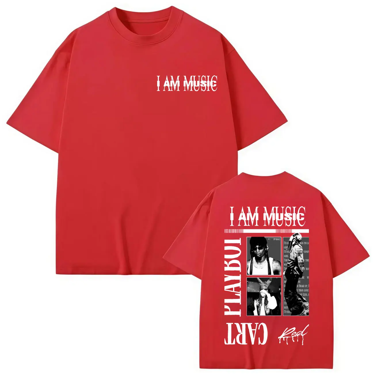 Playboi Carti أنا موسيقى 2025 ألبوم جديد طباعة تي شيرت موضة الهيب هوب تي شيرتات قصيرة الاكمام الرجال النساء الملابس المتضخم تي شيرت #5