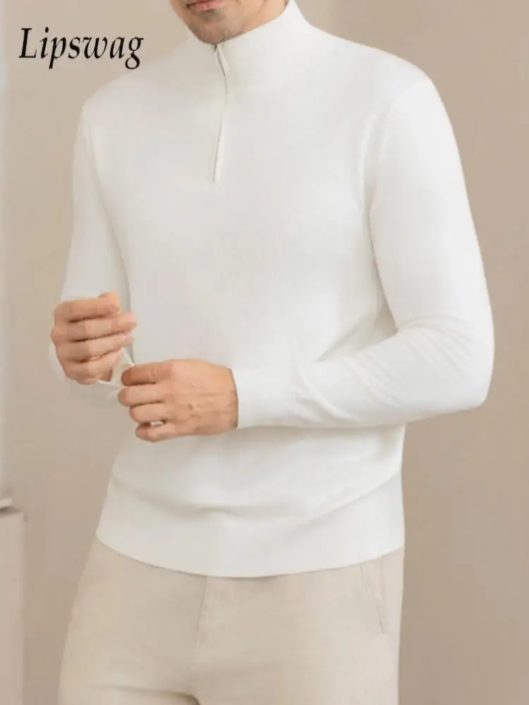 

Stylish Zipper Lapel Polo Sweater Mens Daily Casual Long Sleeve Slim Polo Shirts For Men Fall Winter Fashion Slim Fit Sweaters