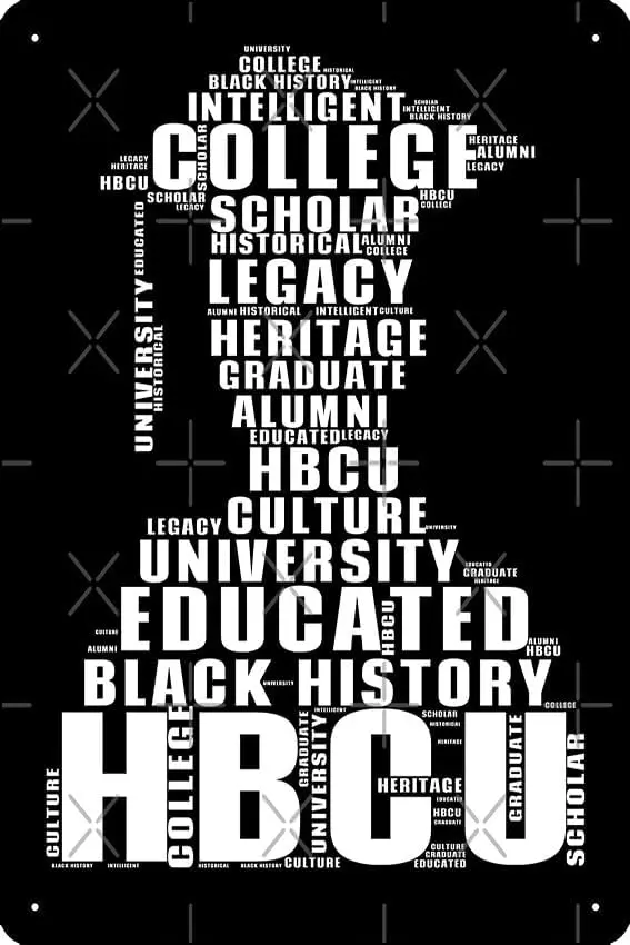 HBCU College University Graduate Word Art (white) Poster Metal Sign Decor -  Bar Pub Garage Man Cave Wall Art