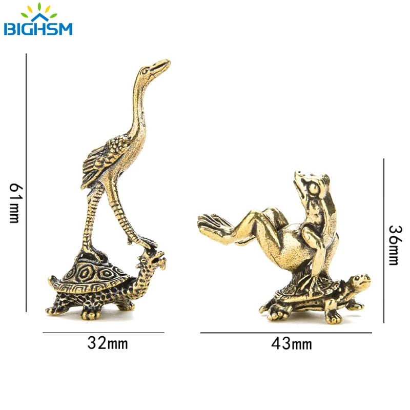 Tartaruga di rame piccoli ornamenti Retro ottone statua animale figurine portachiavi pendenti antico HomeDecor 1 pz