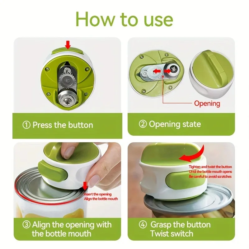 Portable Manual Can Opener Beer Can-do Compact Mini Can Opener Kitchen Gadgets Tool Easy Twist Release Safety Open Jar view 3