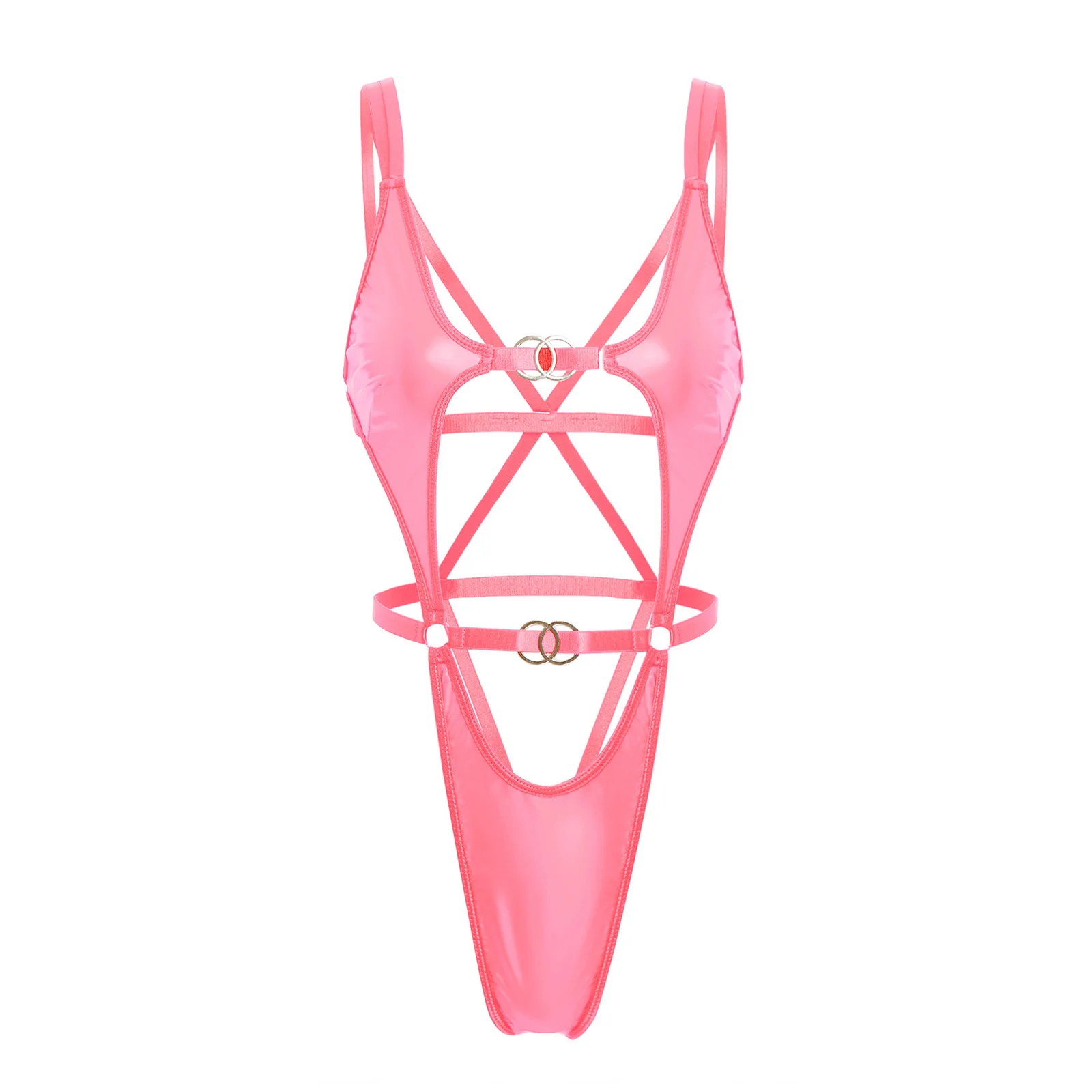 Women's Sissy Hollow Out Tempting Teddies Bodysuit Backless High Cut T-Back Jumpsuit for Couple Erotic Flirting Dirty Nightwear