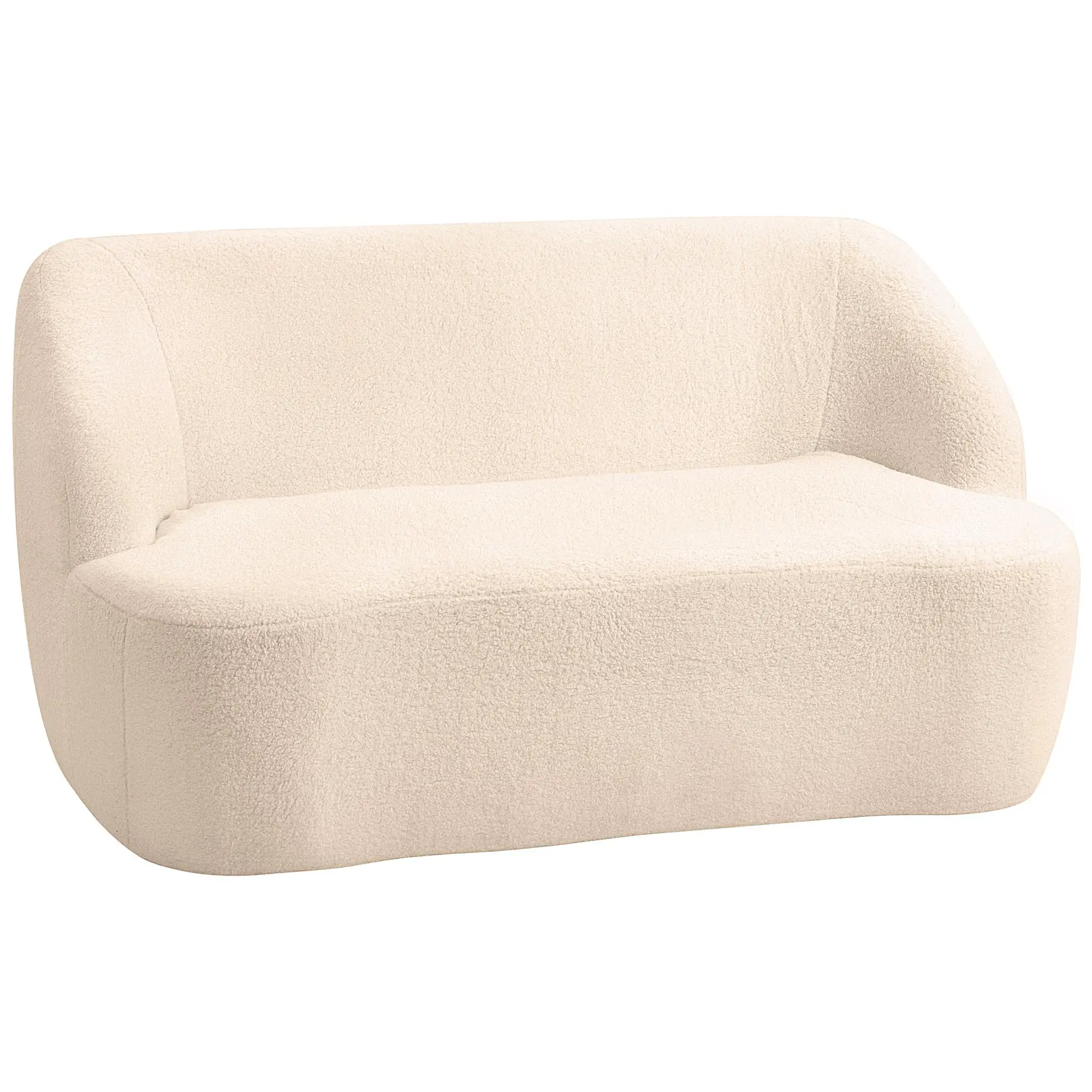 Canapé beige 2 places en tissu Bouclette 142 cm sans assemblage, prêt à l'emploi immédiat