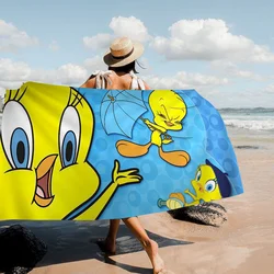 Yellow Cartoon T-Tweetys Bird Microfiber Blanket Quick Dry Beach Towels Oversized Printing Super Absorbent Pool Towel Blanket