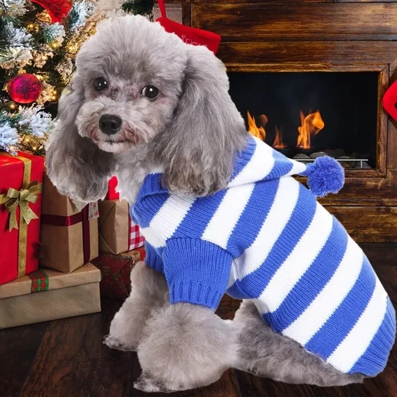 

2025Dog Stripes Sweaters Winter Knitting Pet Sweater For Medium Large Dogs Christmas Elk Clothes Labrador Pullovers Costume 2508