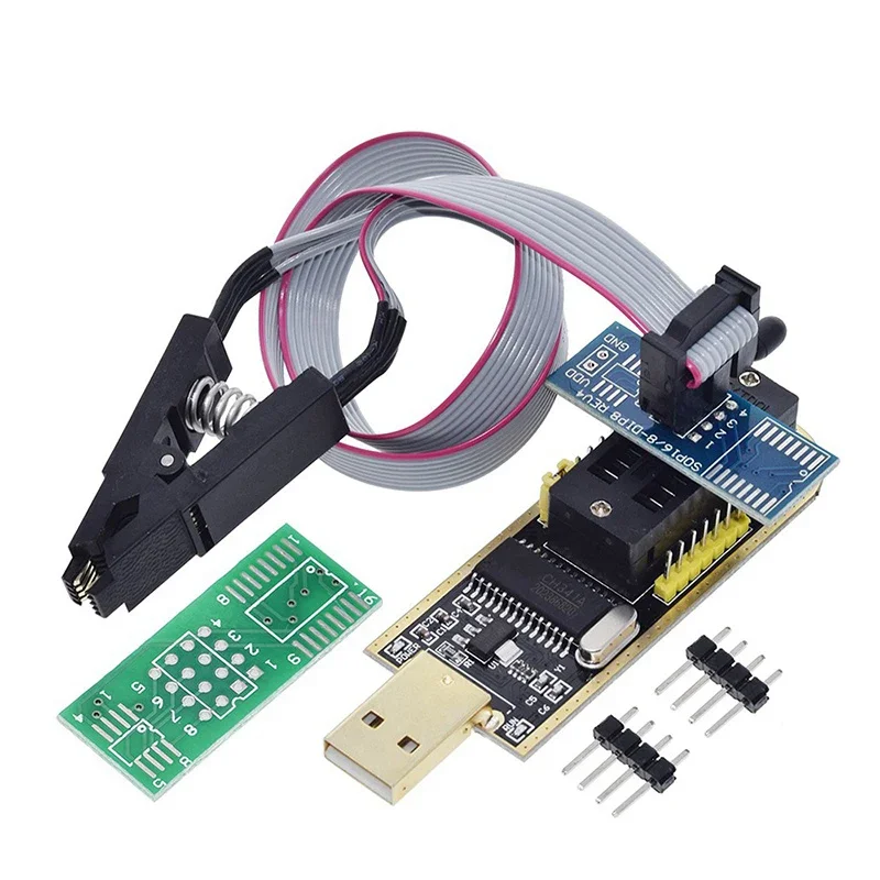 CH341A 24 25 Series EEPROM Flash BIOS USB Programmer Module + SOIC8 SOP8 Test Clip For EEPROM 93CXX 25CXX 24CXX