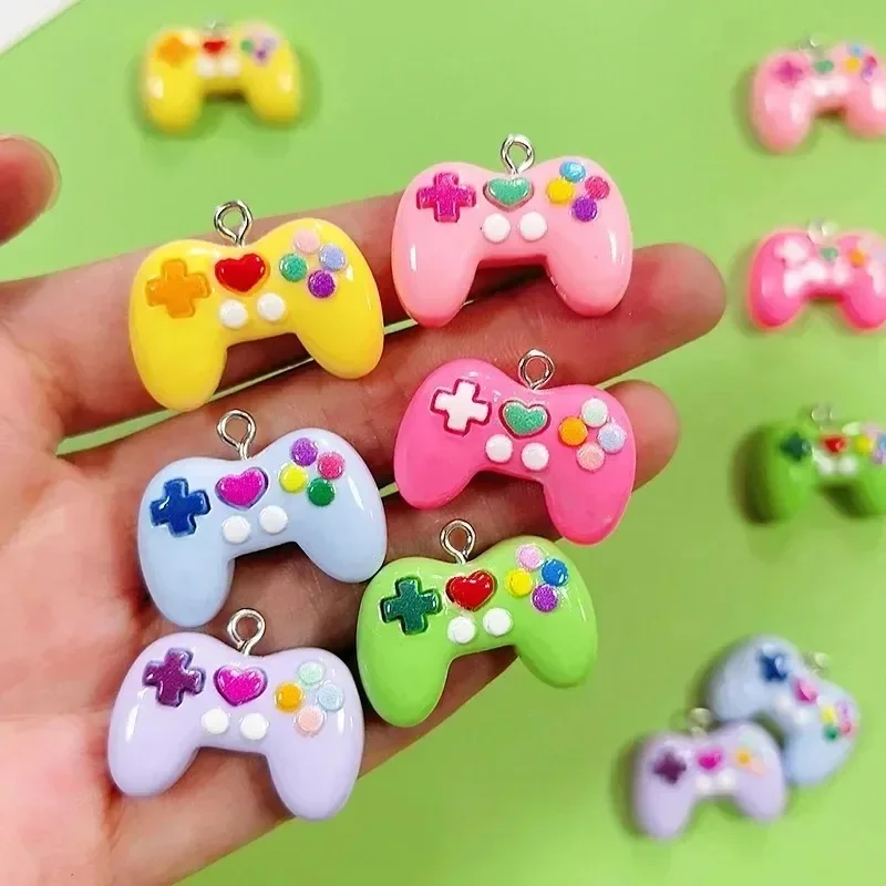 10Pcs Mini Game Pad Cartoon Resin Pendants Multicolor Game Controller Charms For Handcraft Earrings Keychains DIY