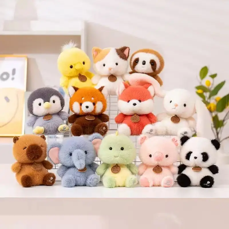 Panda sentado de 16 cm, lindos juguetes de peluche de mapache y conejo para la oficina – Adorables muñecos de animales para decoración de escritorio