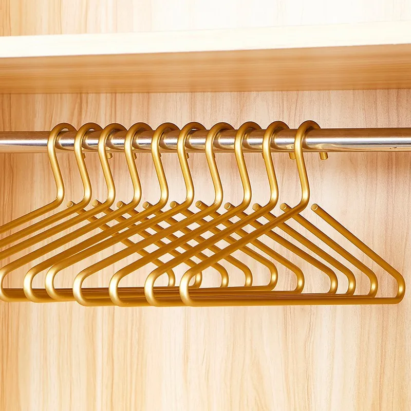 10PCS light luxury aluminum alloy hanger hanging wardrobe household clothes rack adult clothes support  hanging drying rack