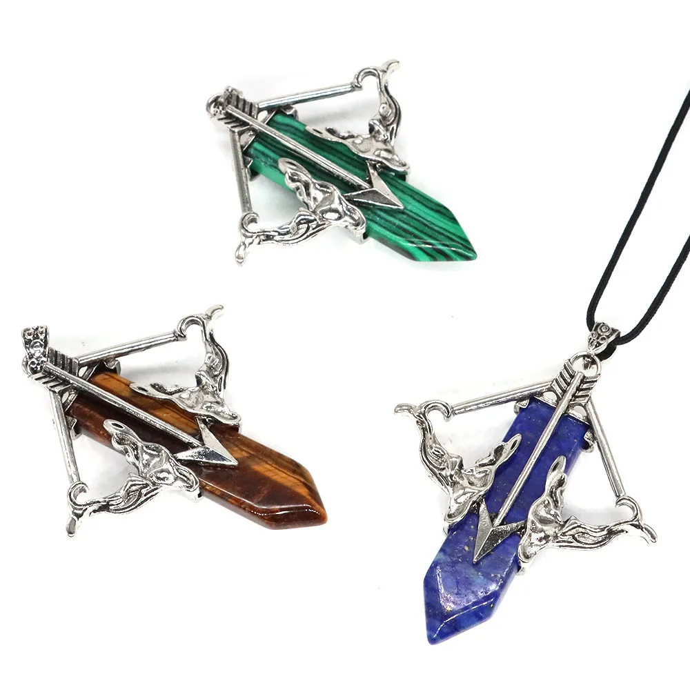 Sword of Cupid Pendant Natural Stones Reiki Healing Crystal Amethyst Pendulum Fashion Gemstone Necklace Love Charm Jewelry Gifts
