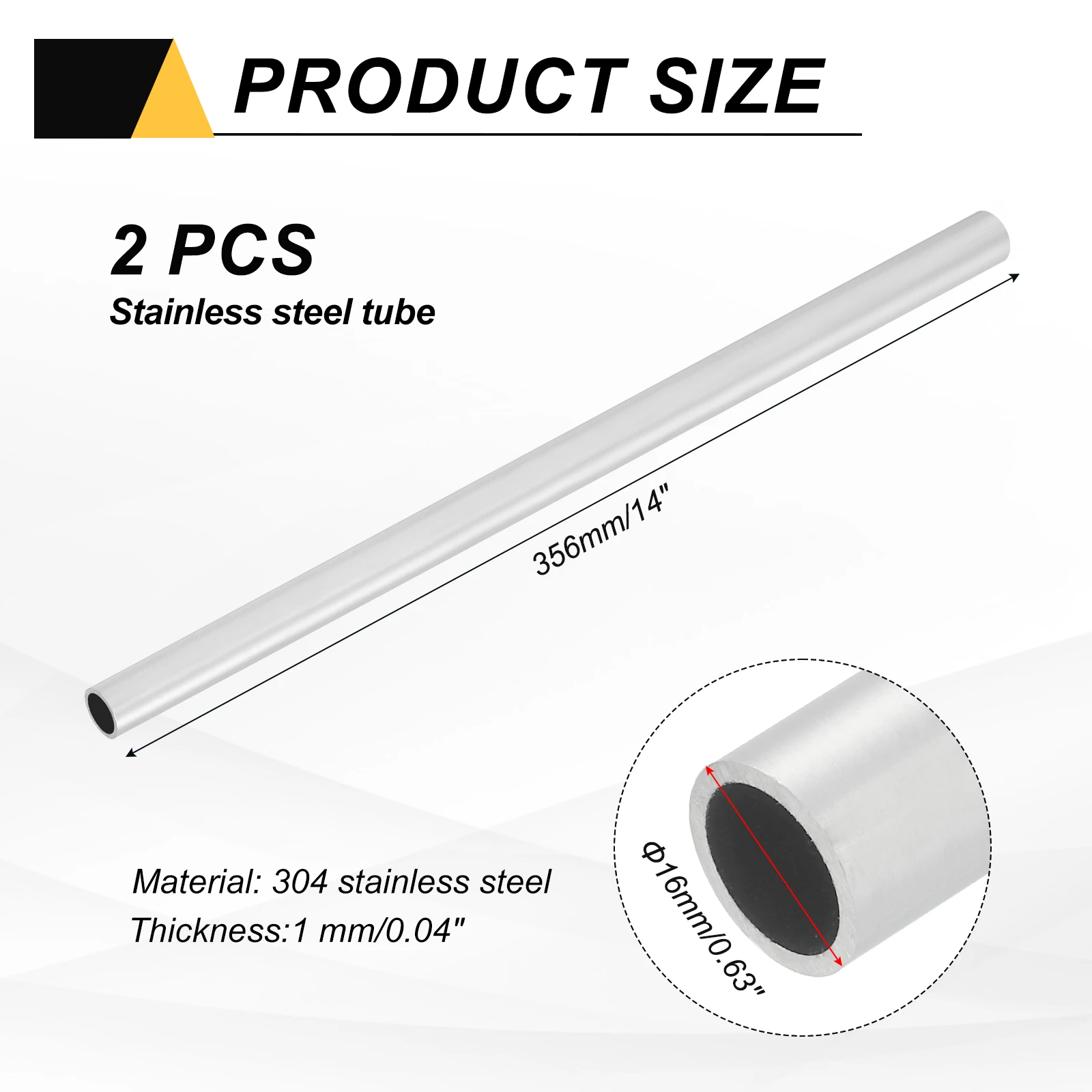 2Pcs 304 Stainless Steel Round Capillary Seamless Straight Tube 4-25mm OD 0.5-1.5mm Wall Thickness 254-406.4mm Long Metal Pipe