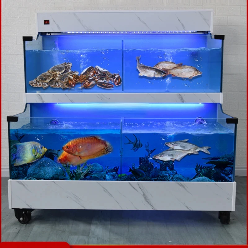 

Double-Layer Seafood Pool Commercial Seafood Tank Fish Tank Refrigerator Integrated