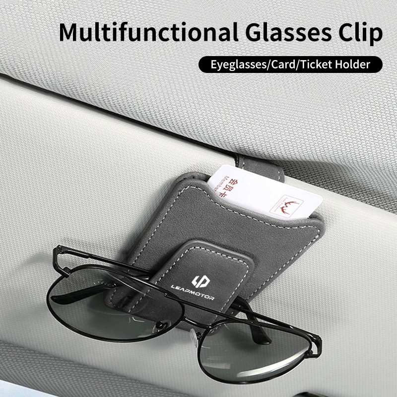 Car Sun Visor Glasses Clip Leather Sunglasses Card Holder For Leapmotor T03 S01 C11 C01 C10 Leap Motor