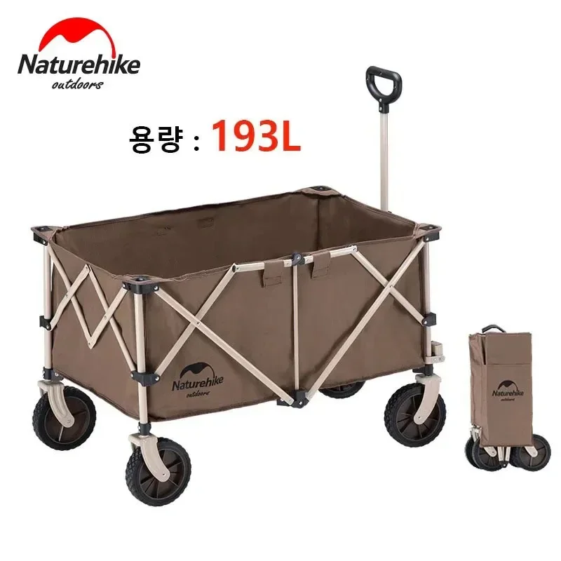 Naturehike Camping Trolley 197L Large Capacity Folding Wagon Cart Portable Outdoor Multifunction Adjustable Handle Trolley