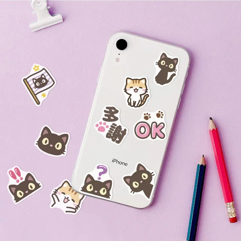 40sheet Cartoon Cat Journal Sticker for Kids Kawaii Animal Kitten Scrapbook Stationery Sticker DIY Decor Luggage Guitar Sticker