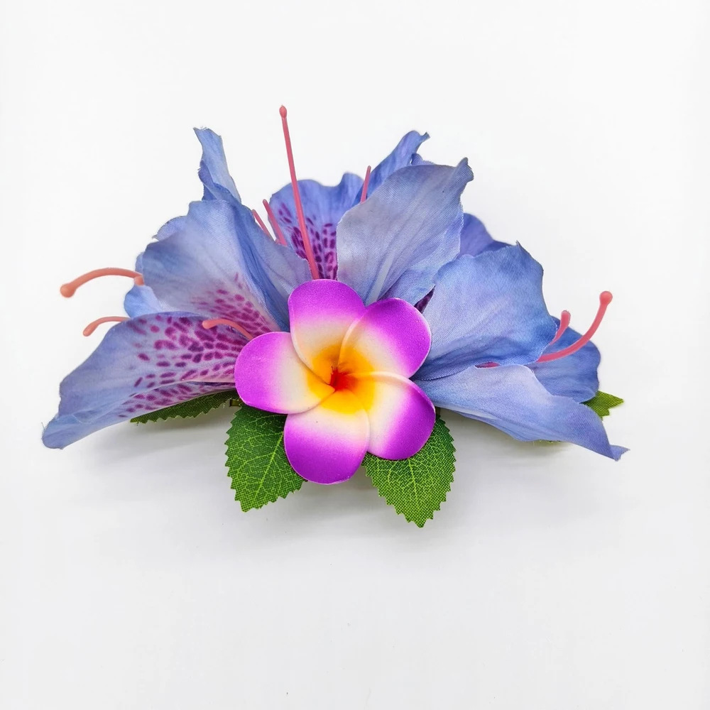 كبير ورود رأس البوهيمي أغطية الرأس محاكاة غطاء الرأس الزنبق دبوس الشعر هاواي الاستوائية إكسسوارات الشعر وصيفه الشرف زهرة الرأس