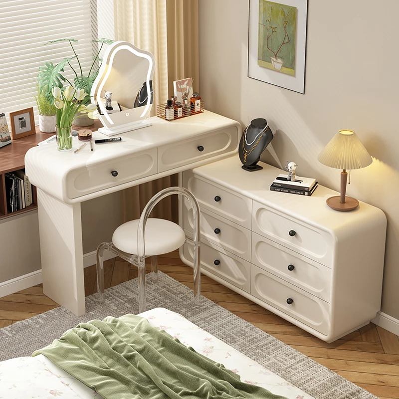 

Makeup Vanity Desk with Drawers Illuminated Makeup Dressing Table Luxury Dresser Bedroom Adults Coiffeuse Chest of Drawers