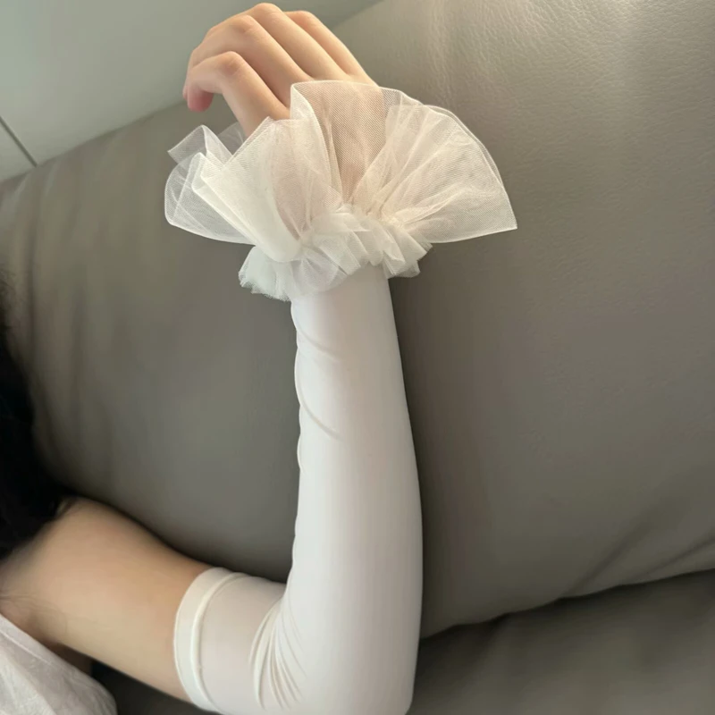 

Nail Photo Background Props Ruffle Long Flare Sleeves Arm Cover Elastic Fingerless Gloves DIY Manicure Picture Tool