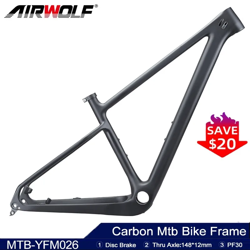 

Airwolf T1000 Carbon MTB Frame PF30 Carbon Bike Frame 29er Mountain Carbon Bike Frame 148*12mm Disc Brake Bicycle Frameset