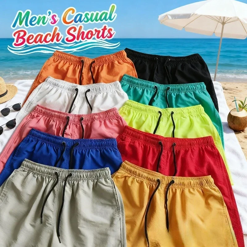 

Summer 2025 Men's Casual Shorts, Mid-Length Beach Shorts for Men