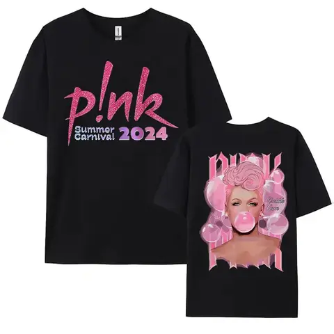Sångare P! Nk Sommarkarneval 2024 Turné Musikkonsert T-shirts Herr Dam Mode Casual Vintage T-shirt Hiphop Punk Stil T-shirt 10 best sales p nk-skjorta - №6
