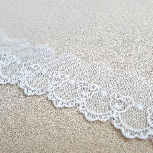 1Yard Width:4.2cm(1.68”inch) Little Bear Cotton Mesh Embroidery Lace Fashion Laces Sewing Accessories Decorative (SS-4360)