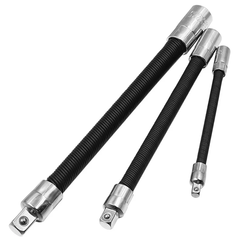 B-Est 3 Piece Set Kit Electric Wrench Elastic Connecting Rod Universal Flexible Shaft Quick Ratchet Wrench Spring Extension Rod
