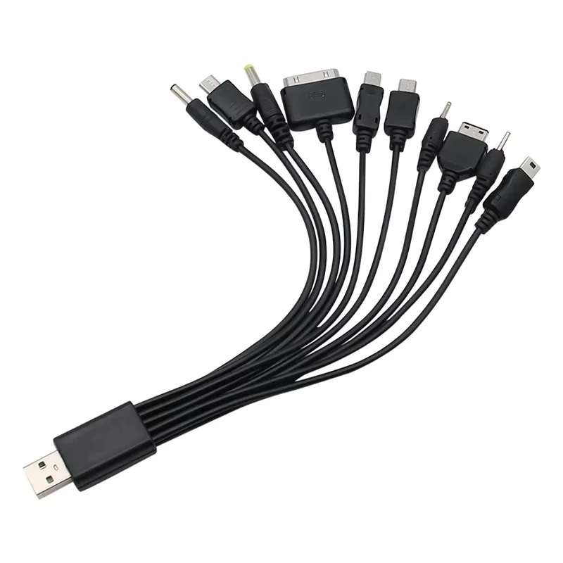 Cable USB 10 en 1 con múltiples puertos, cable de carga universal para teléfonos, cable para iPhone, Nokia, Sony, iPod, cable cargador.
