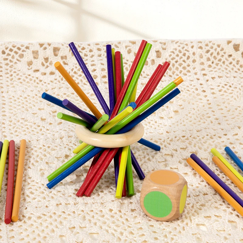 몬테소리 게임 나무 막대기 타워 장난감 스틱 주사위 운동 기술 개발 스틱 계산 수학 교육 장난감 어린이를위한