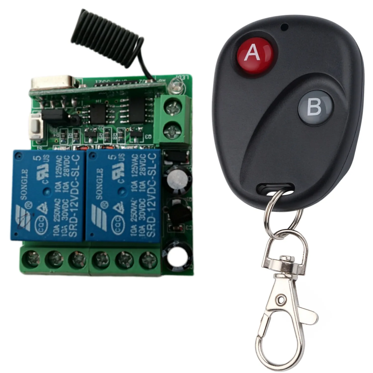 DC 12V 2CH Relay Remote Switch Button Contact Wireless Switch 10A ASK Smart Home 315 433 2CH 2 times learning Code superheterody