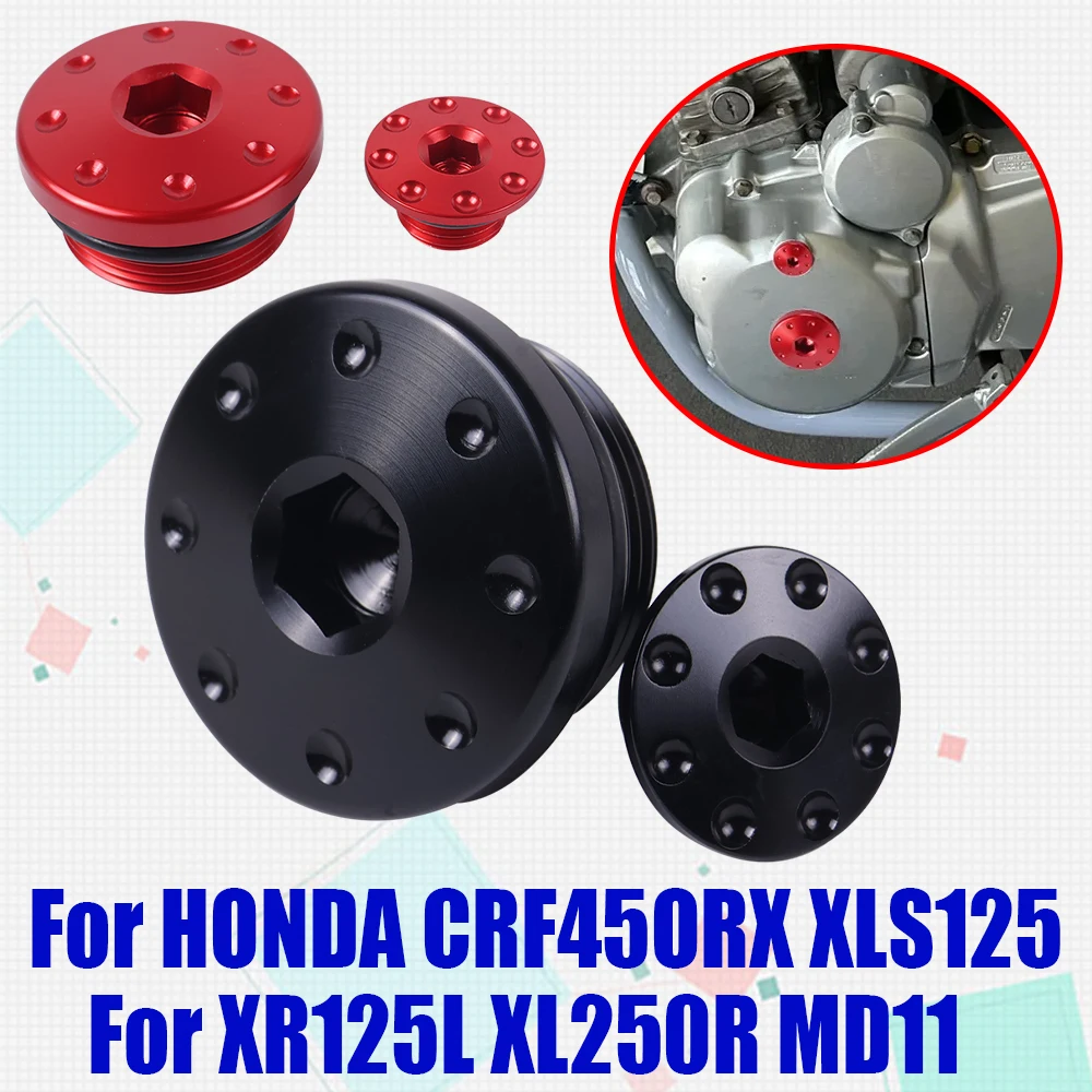 Para HONDA XR125L XR 125 L XL250R MD11 CRF450RX XLS 125 Accesorios de motocicleta Tapa del orificio del tornillo de sincronización del motor Tapa del tornillo del cárter