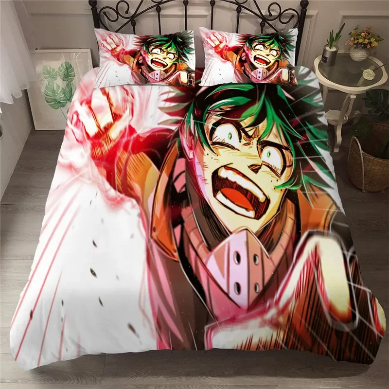 My Hero Academy 3D Printed Bedding Set 2/3 Piece Cartoon Anime Microfiber Bed Linen Set Pillowcase Adult Bed Cover Home Textiles