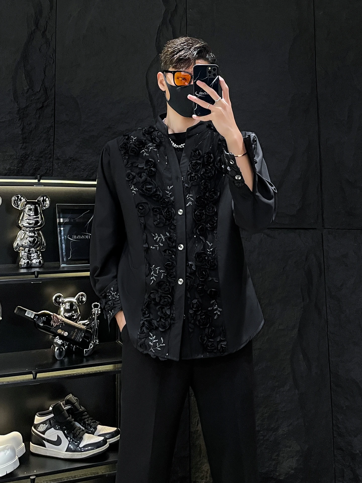 

Bla Свободные мужские подушечки irt с вышивкой Faionable Casual Sle Long Sve Воротник-стойка All Seasons Youth irt