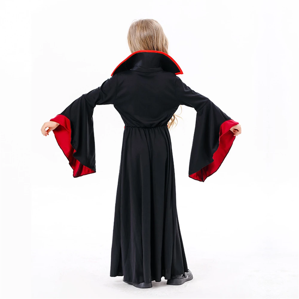 Kinderen Meisjes Halloween Cosplay Zwarte Vampier Jurk Outfits Kinderen Carnaval Party Horror Thema Podium Rollenspel Fancy Kostuum