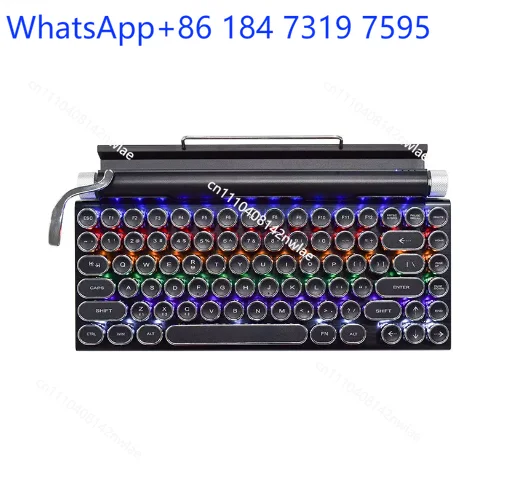 Steampunk Typewriter Style Dual Mode Mechanical Keyboard Wireless Bluetooth Gaming Keyboard For Computer Tablet Office Typing