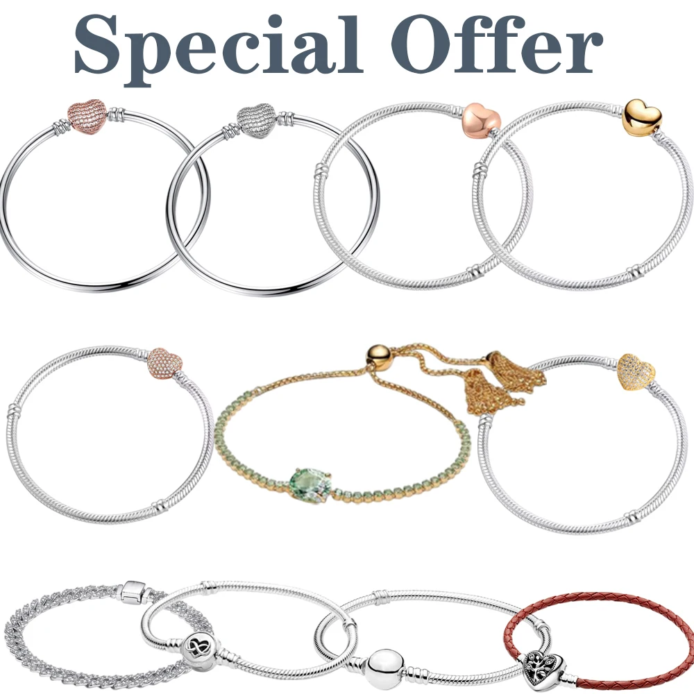 

New special offer 925 silver classic buckle snake bone women's bracelet, original charm bead bracelet women's party jewelry