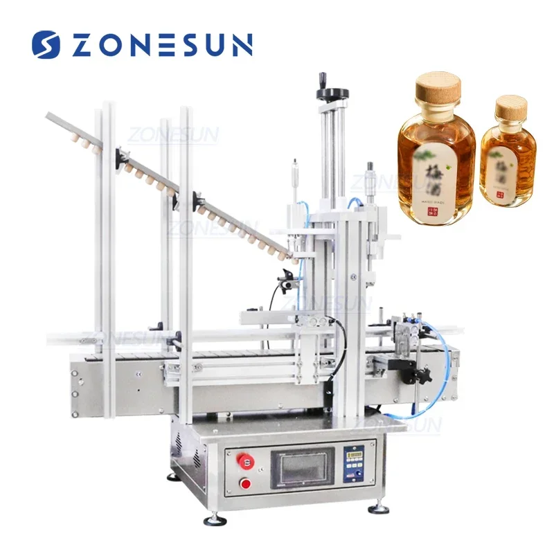 ZONESUN Desktop Automatic Wine Corking Machine Whisky Gin Bottle Capping Machine Glass Jar Bottle Cork Cap Press Machine