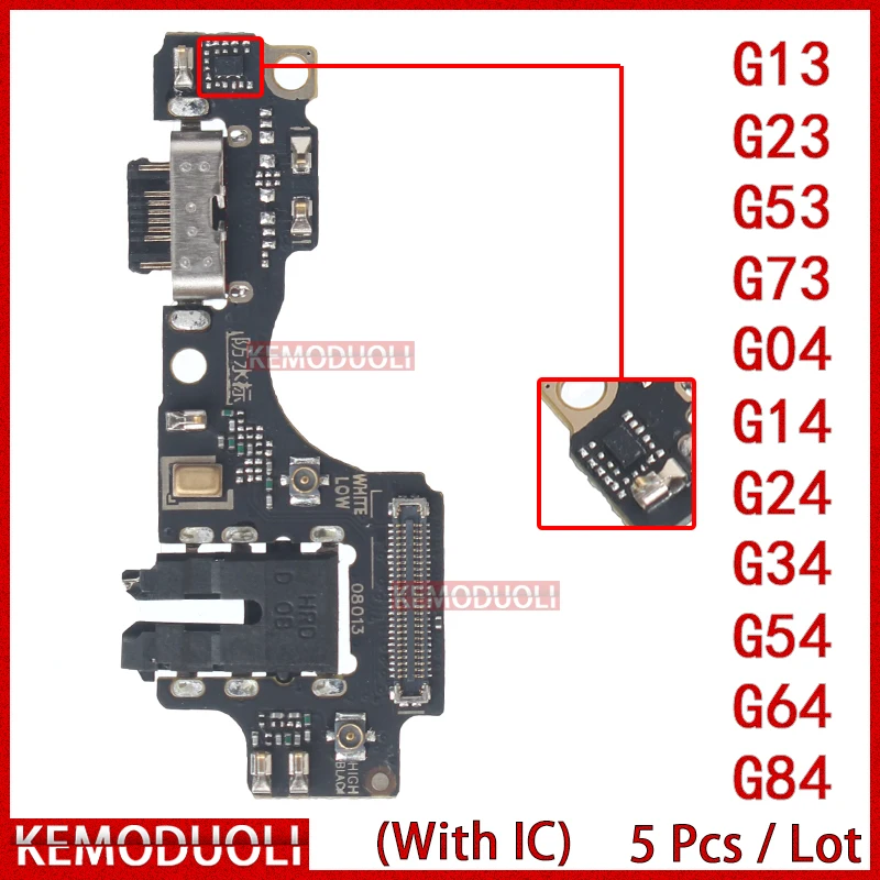 5 Pcs/Lot Usb Dock Charger Connector Ports for Motorola Moto G13 G23 G53 G73 G04 G14 G24 Power G34 G54 G64 G84 Charging Board