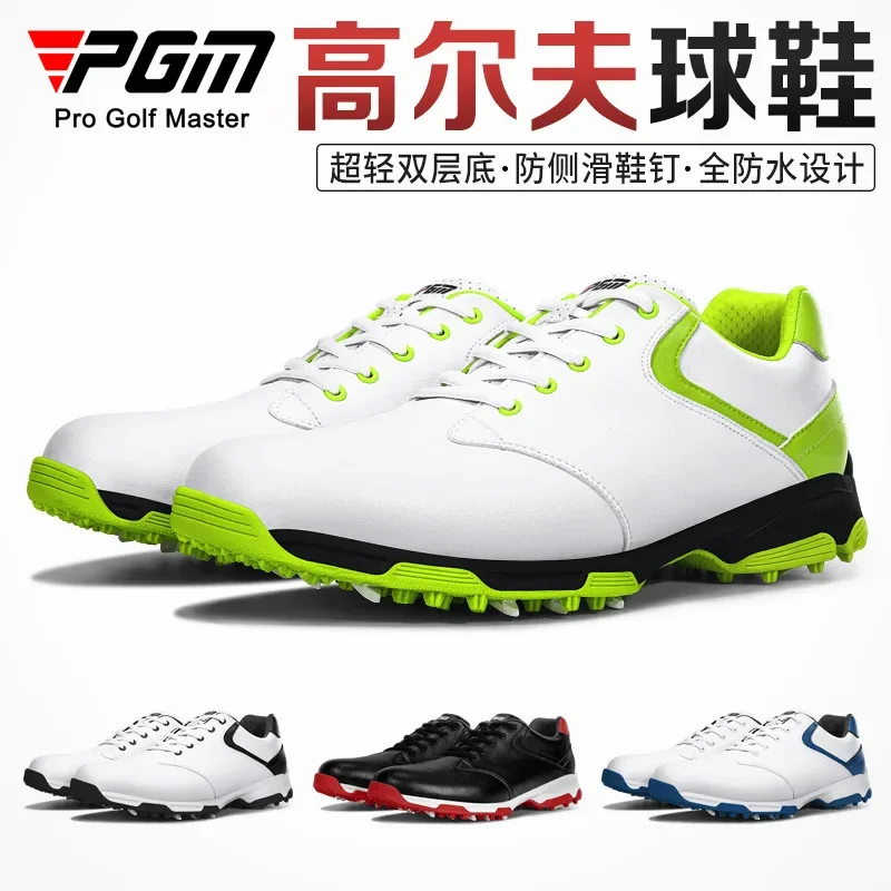 PGM Men รองเท้ากอล์ฟ Anti-SLIP Breathable Golf รองเท้าผ้าใบ Super Fiber Spikeless กันน้ํากีฬากลางแจ้ง Leisure Trainers