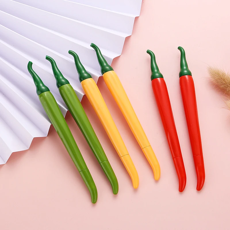 5Pcs Cartoon Simulation Chili Shape Writing Pens Lovely Novelty Vegetable Gel Pens Stationery Student Signature Pens Gifts