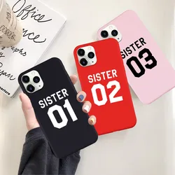 Best Friends Bff Sisters Phone Case for Iphone 7 8 Plus 12 11 Pro X 13 14 SE XR XS Sisters 01 02 03 Letter Silcone Phone Cover