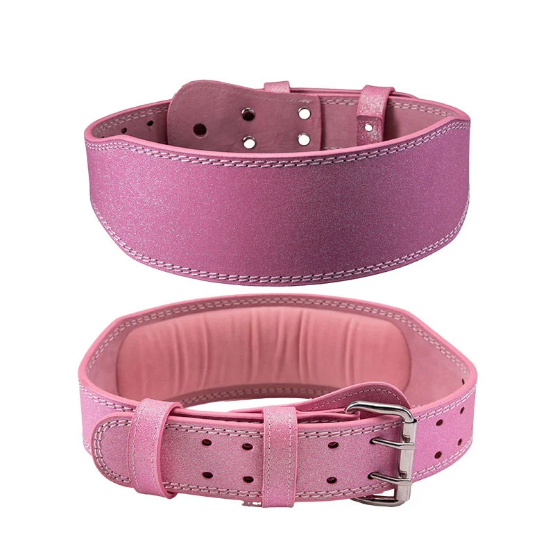 Pink Waist Protection Leather Belt Women Fitness Weight Lifting Squat Belt Sport Powerlifting Waist Gym Training Belt