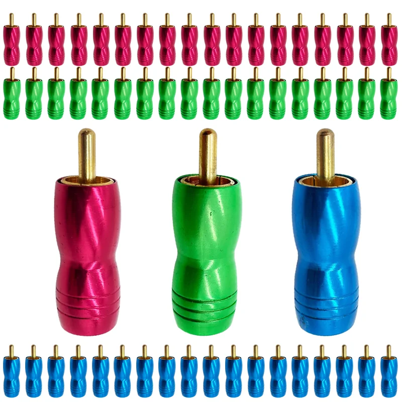 5/20/100PCS RCA Connector RCA Male Plug Soldering Wire Gold Plated Connector High Quality Speaker Lotus Plug Jack Red Blue Green