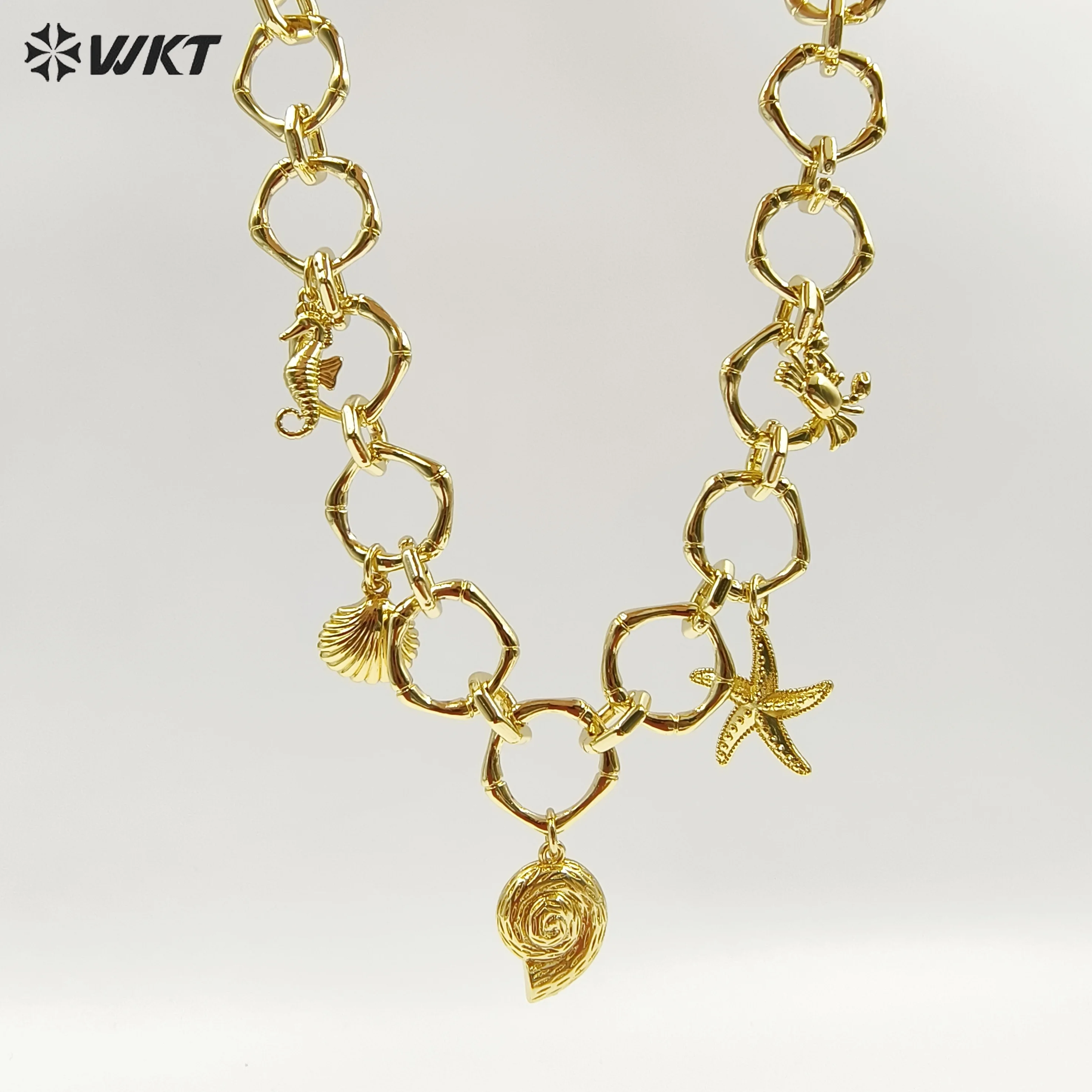 WT-JFN45 WKT New Arrival Special Wonderful Yellow Brass With Real Gold Plated Necklace For Girls Daily ACC