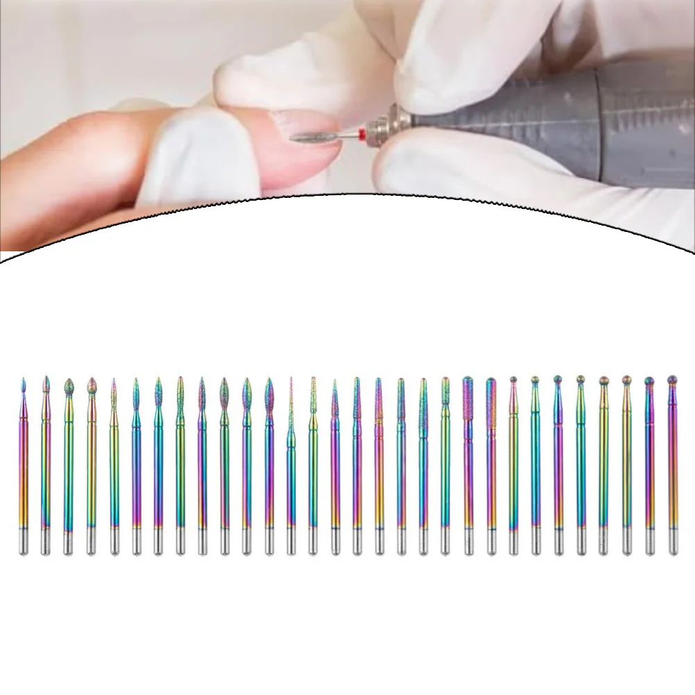 

30pcs Nail Drill Bits, Diamond Cuticle Clean Nail Bit Nail Polish Rotary Burrs Nail Bits Flame Cuticle Drill Bit Tools Parts