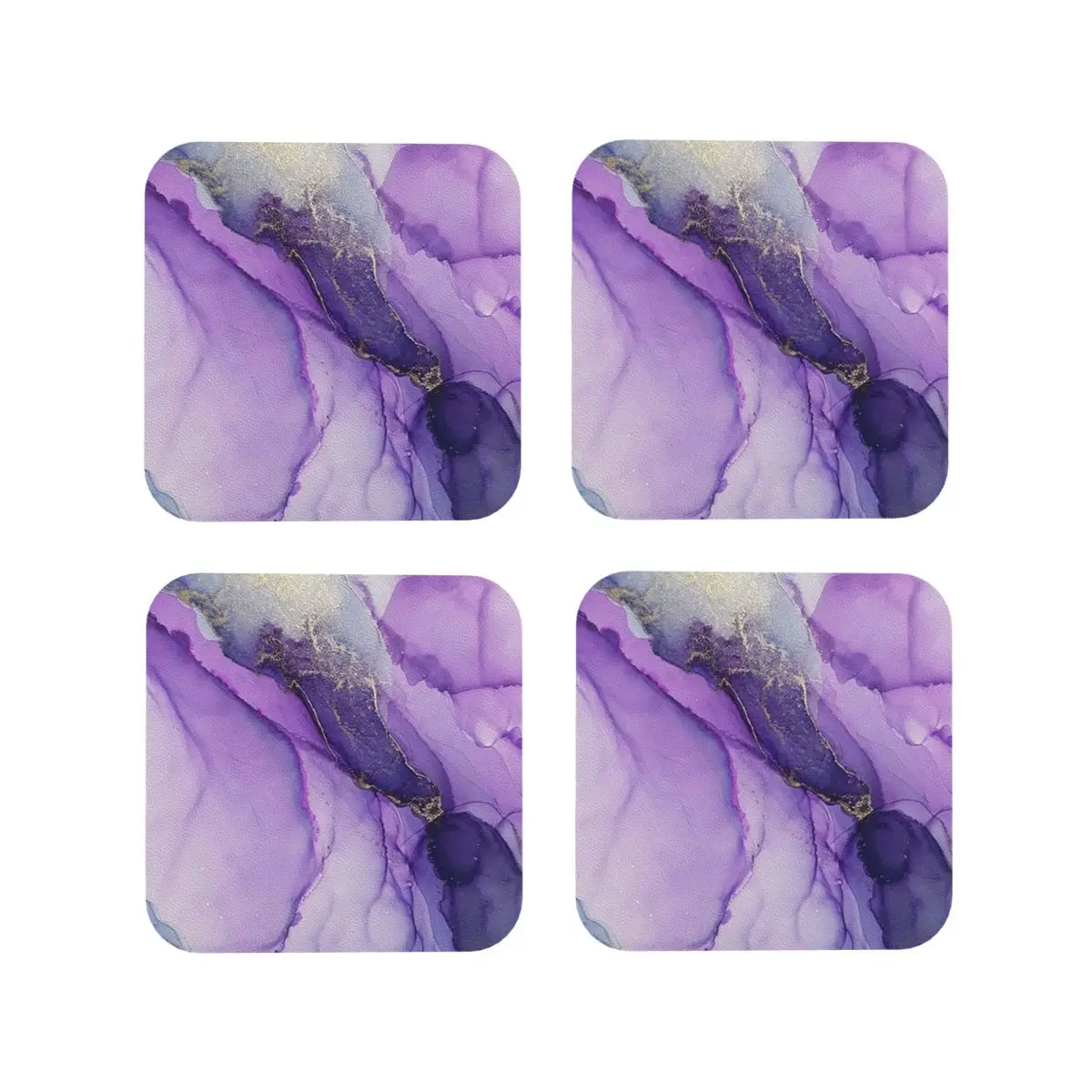 Original Regal Purple Alcohol Ink Abstract A Coasters Kitchen Placemats Insulation Cup Coffee Mats For Decor Home Set of 4