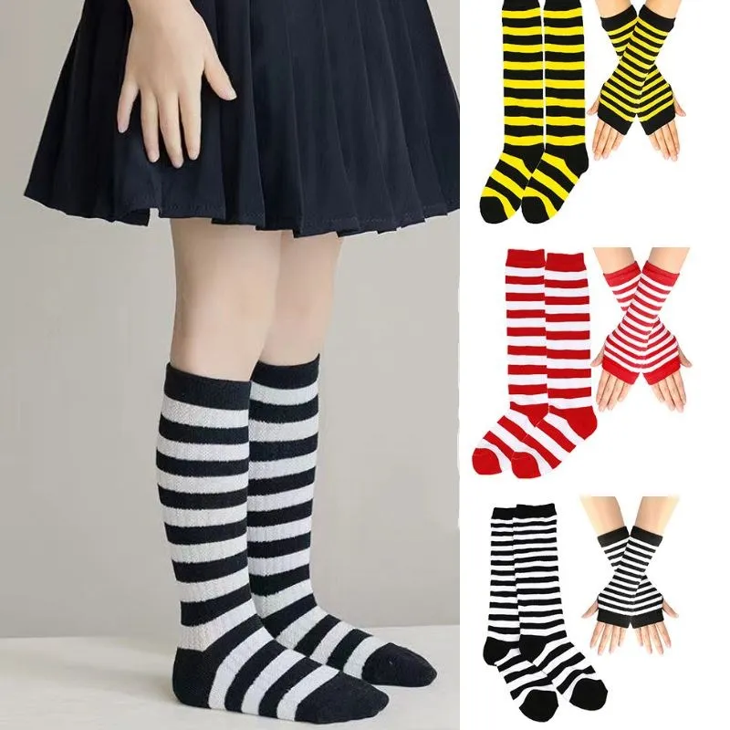 

Christmas Boys Girls Striped Over Knee High Socks Japanese Color Striped Stockings Children Cosplay Show Stockings Keep Warm