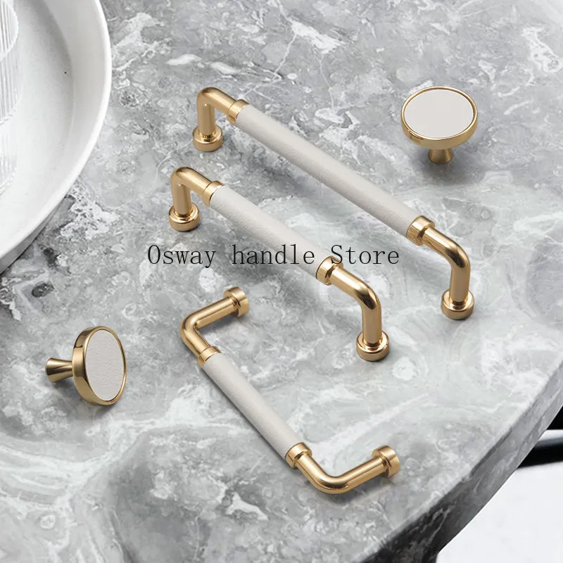 Cabinet door handles, leather wardrobes, tatami drawers, modern simplicity, light luxury, Nordic leather small handles