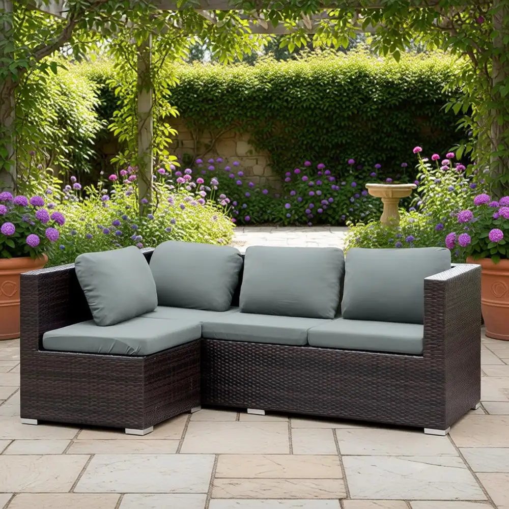 

Комплект из 8 водонепроницаемых чехлов для садовой мебели, защита для диванов и подушек, моющиеся серые чехлы для уличной мебели